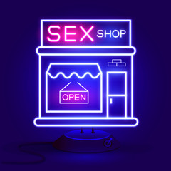 Sex Shop Now Neon Sign. Ready For Your Design, Greeting Card, Banner. Vector