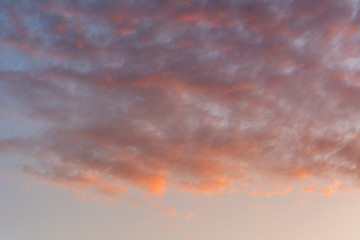 Pastel color evening sky and amazing clouds.