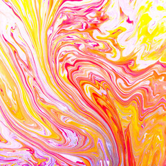 Color watercolor stains and waves on paper. Colored background for design, posters, presentations and other artwork. Marble and splash texture.