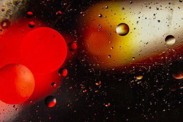 A beautiful water and oil art with acrylic paint colors in macro life size.