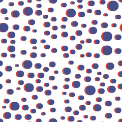 Seamless Polka dots red and blue pattern on white background