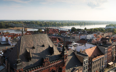 View of the roofs of Turyn (Poland) from a tower