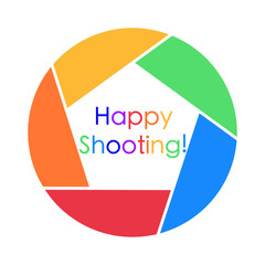 colorful card with happy shooting greeting on