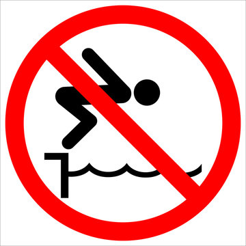 warning notice sign do not jump pool
