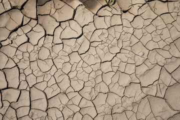 Detail of a cracked dry soil in water shortage time