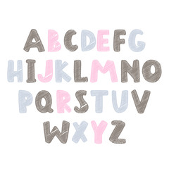 Abstract colorful alphabet for kids stuff. Vector Illustration.