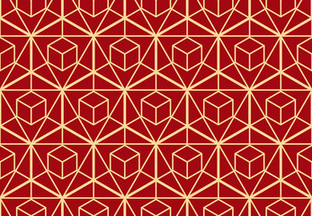 The geometric pattern with lines. Seamless vector background. Gold and red texture. Graphic modern pattern. Simple lattice graphic design