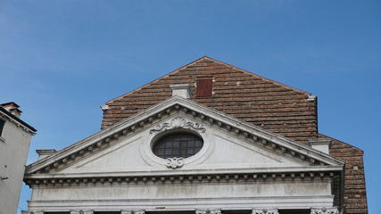 Church roof with blue sky background