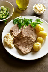 Boiled beef with potatoes