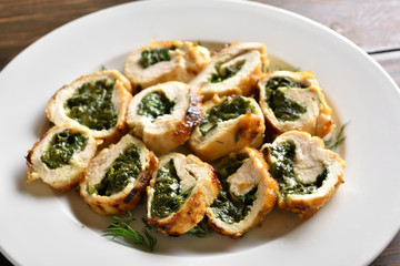 Stuffed chicken fillet with spinach and cheese