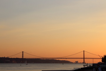 sunset, 25th april bridge, lisbon, portugal