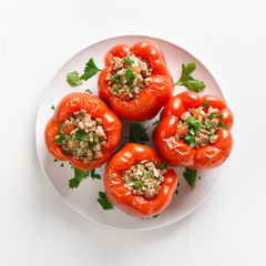Baked stuffed red bell pepper