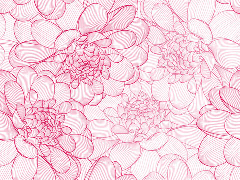 Seamless pattern with dahlia flowers. Abstract background for wallpaper, wrapping paper, packaging.