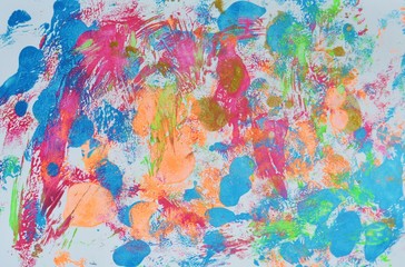 Obraz na płótnie Canvas Purple orange blue paint watercolor abstract bcakground