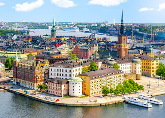 Stockholm old town (Gamla Stan) cityscape from City Hall top, Sweden