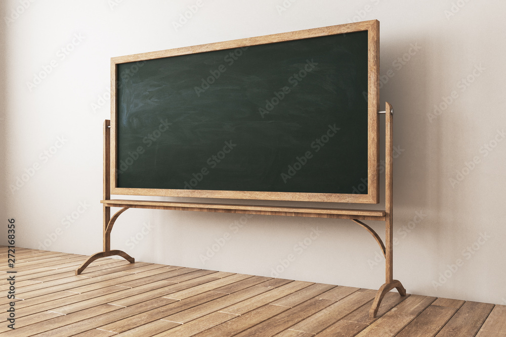 Poster bright classroom with empty chalkboard