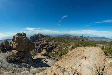 Fototapeta na wymiar Almost the top of Gran Canaria (Pico de Las Nieves) with spectacular view of Caldera and Island Tenerife