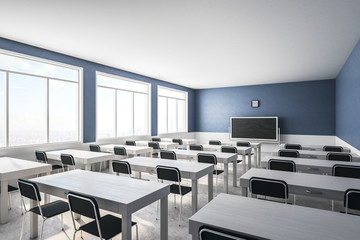 Clean blue classroom