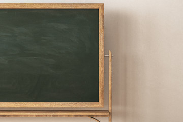 Contemporary classroom with empty blackboard