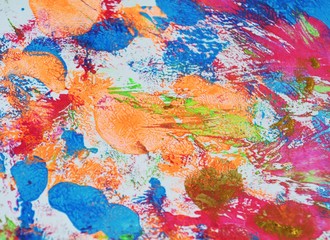 Purple orange blue paint watercolor abstract bcakground