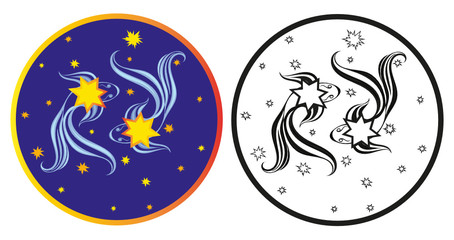 Naklejka premium Image of the zodiac sign - Pisces, which can be used for tattoos, illustrations, creating your own logo and so on.