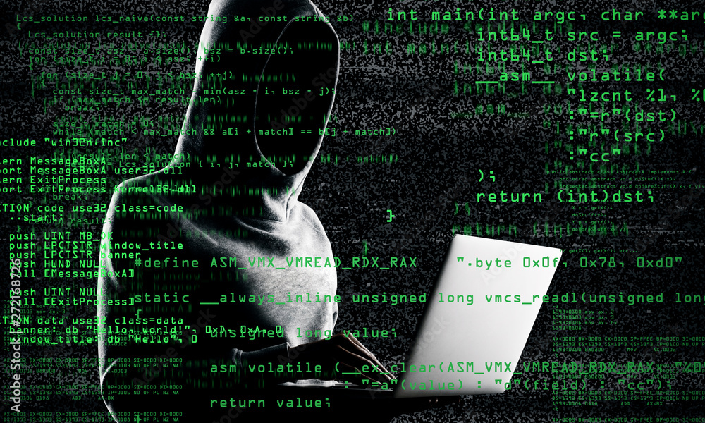 Poster Coding and malware concept