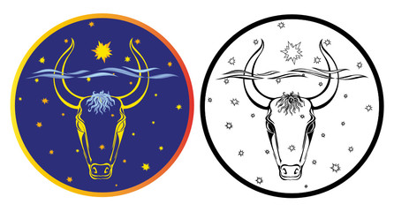 Image of the sign of the zodiac - Taurus, which can be used for tattoos, illustrations, creating your own logo and so on.