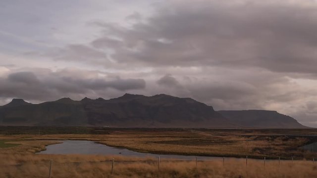 Timelapse of beautiful iconic landscape with clouds and light moving