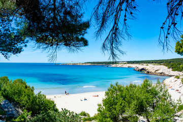 Fototapeta na wymiar Crystal clear blue Mediterranean sea water on St.Croix Martigues beach, Provence, France