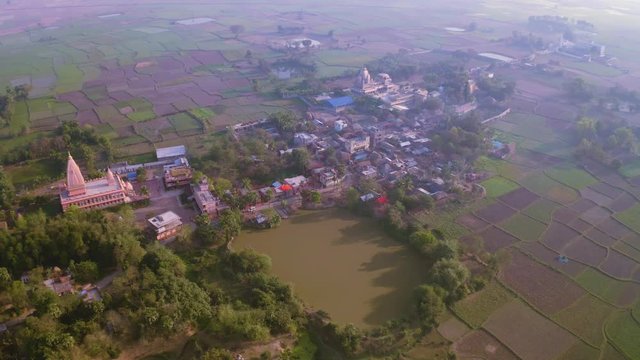 Ekachakra village, India, aerial 4k, Lord Nityananda birthplace