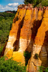 Large colorful ochre deposits, located in Roussillon, small Provensal town in  Natural Regional...