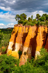 Large colorful ochre deposits, located in Roussillon, small Provensal town in  Natural Regional...