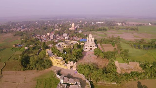 Ekachakra village, India, aerial 4k, Lord Nityananda birthplace