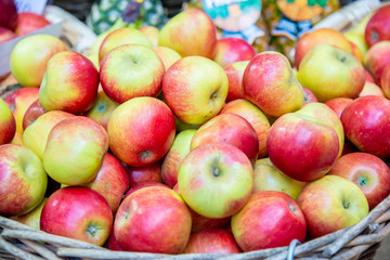 Apples at the market display stall
