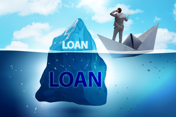 Debt and loan concept with hidden iceberg