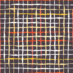 Fototapeta premium GRUNGE CHECKERED SEAMLESS PATTERN. VECTOR BACKGROUND WITH UNEVEN LINES.