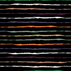GRUNGE SEAMLESS PATTERN WITH COLOURFUL STRIPES. VECTOR BACKGROUND WITH UNEVEN LINES.