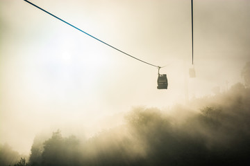 Funicular in fog in Turkish city Ordu by the Black Sea, Asia