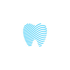 Modern Unique Tooth Dental Health Icon Logo with Blue Color for Pediatric Dentistry Family Dentist and High End Look