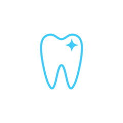 Modern Unique Tooth Dental Health Icon Logo with Blue Color for Pediatric Dentistry Family Dentist and High End Look