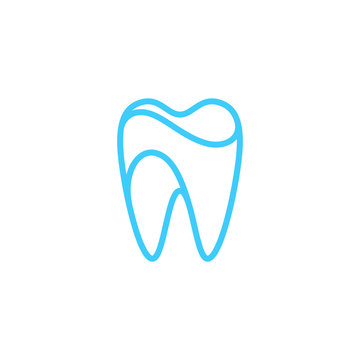 Modern Unique Tooth Dental Health Icon Logo with Blue Color for Pediatric Dentistry Family Dentist and High End Look