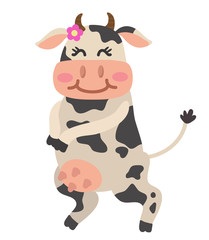 Fototapeta premium Cheerful cow on a white background. Vector illustration.