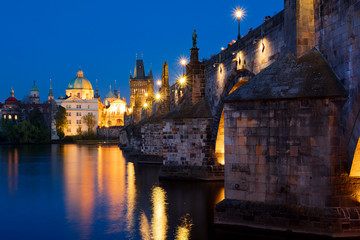 Fototapeta na wymiar Charles Bridge Prague at night 