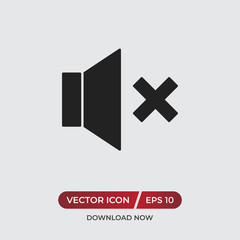 Fototapeta premium Speaker mute vector icon in modern design style for web site and mobile app