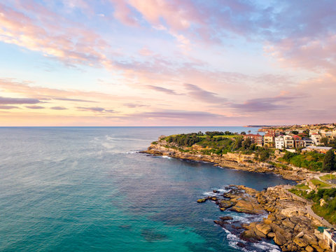 Bondi Beach Aerial View At Sunrise