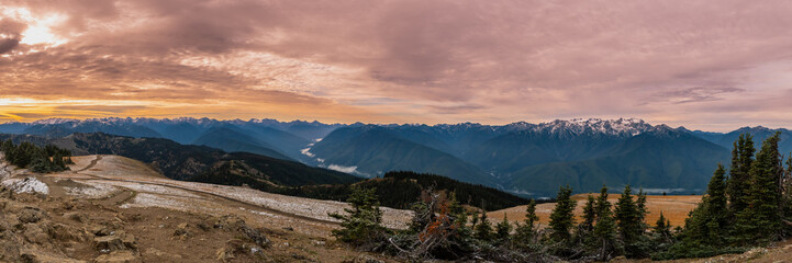 Hurricane Hill Trail Pano at Sunrise