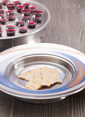 Table Set for Communion or the Lords Supper a Christian Remembrance of Jesus Christs Death