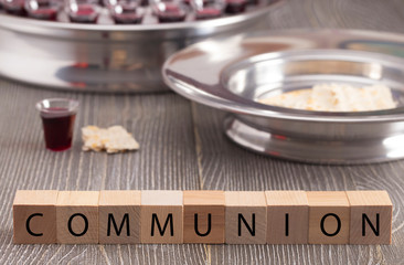 Table Set for Communion or the Lords Supper a Christian Remembrance of Jesus Christs Death