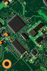 Macro photo of laptop chip with space for writing