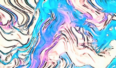 Abstract swirl background. Liquid paint texture in expressionism style. Marble creative backdrop. Graphic fantasy modern fluid drawing.